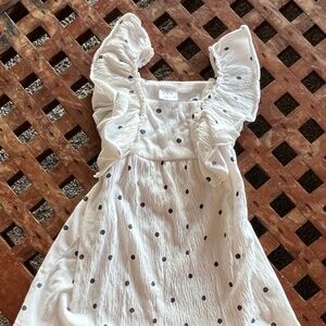 ZARA girls navy white polka dot dress size 4/5
